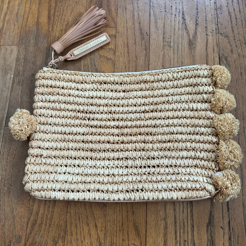 Loeffler Randall Woven Pom Pom Clutch